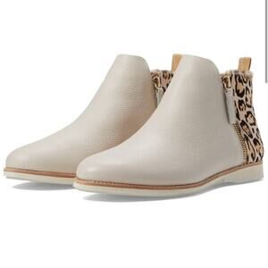 Rollie Booties 7 Comfort ankle boots Neutral Low Heel Light Color Leopard Zip